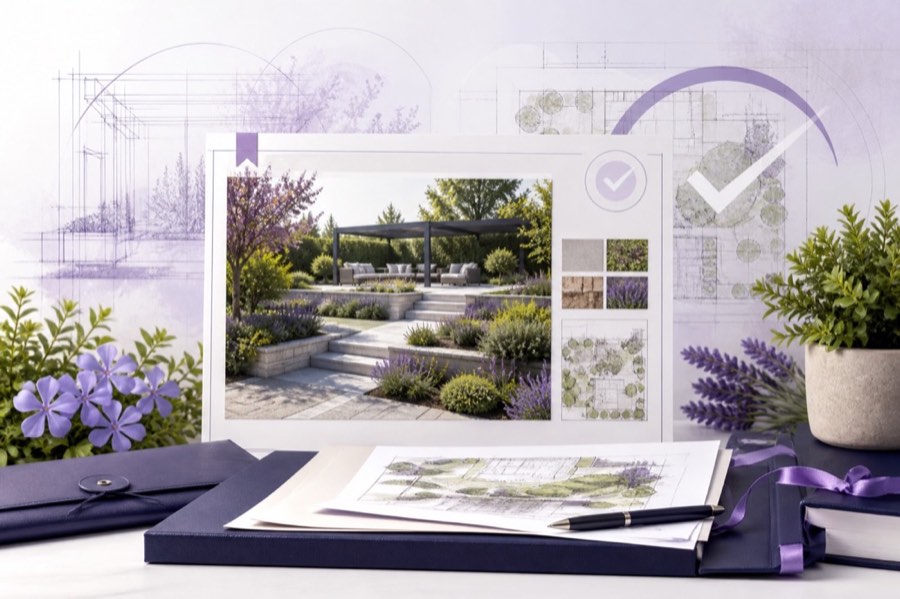 A selected Designscape garden concept organized as a confirmed project